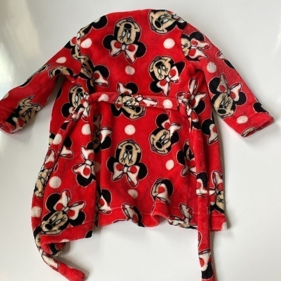 Disney Minnie Mouse fleece robe slippers plush toy toddler girl 2T-3T red - Picture 8 of 17